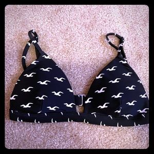 NWT Hollister Logo Black & white bikini top